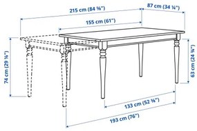 INGATORP/BERGMUND τραπέζι και 4 καρέκλες, 155/215 cm 494.289.58