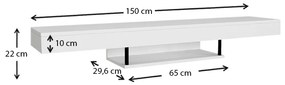 Έπιπλο τηλεόρασης επιτοίχιο Albares Megapap από μελαμίνη με LED χρώμα λευκό 150x29,6x22εκ.