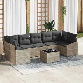 vidaXL Σετ Καναπέ Κήπου με μαξιλάρι 8 pcs Ανοιχτό γκρι 55 x 55 x 37 εκ