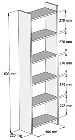 ΒΙΒΛΙΟΘΗΚΗ ΜΕΛΑΜΙΝΗΣ ΓΚΡΙ-ΛΕΥΚΟ HM9226.13 48,5x22x160Υ εκ.