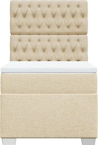 vidaXL Κρεβάτι Boxspring με Στρώμα Κρεμ 90x200 εκ.Υφασμάτινο