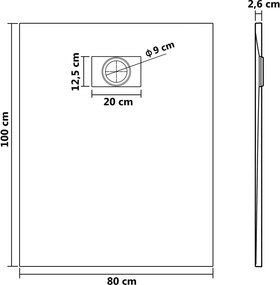 vidaXL Βάση Ντουζιέρας Μαύρη 100 x 80 εκ. από SMC