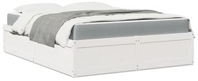 vidaXL Κρεβάτι με Στρώμα Λευκό 140x200 εκ Μασίφ Ξύλο Πεύκου