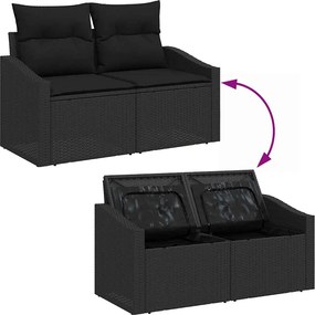 vidaXL Σετ Καναπέ Κήπου με μαξιλάρι 9 pcs Μαύρο Πολυ ράταν