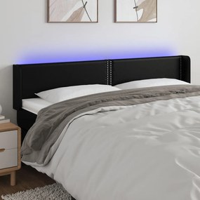 Κεφαλάρι Κρεβατιού LED Μαύρο 163x16x78/88 εκ. Συνθετ. Δέρμα 3123192
