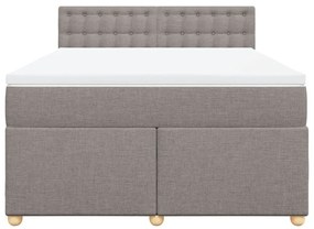 Κρεβάτι Boxspring με Στρώμα Taupe 140x190 εκ. Υφασμάτινο - Μπεζ-Γκρι