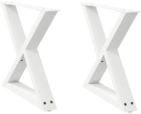 vidaXL Πόδια Τραπεζιού Σαλονιού 2 τεμ. Λευκά 60x(42-43,3) εκ. Ατσάλι