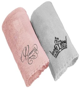 Πετσέτες Βρεφικές Girl Set 2 (Σετ 2τμχ) Grey-Pink Guy Laroche Σετ Πετσέτες 35x50cm Microfiber