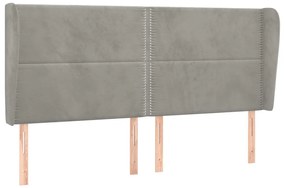 vidaXL Κεφαλάρι με Πτερύγια Ανοιχτό Γκρι 203x23x118/128 εκ. Βελούδινο