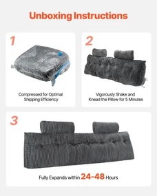 VEVOR Headboard Pillow King Wedge Headboard Pillow with 2 Pockets &amp; Headrests