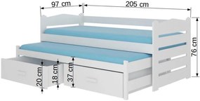 Παιδικό Κρεβάτι Camaro-Leuko Fusiko-200 x 90-Χωρίς προστατευτικό