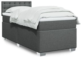 vidaXL Κρεβάτι Boxspring με Στρώμα Σκούρο Γκρι 90x200 εκ. Υφασμάτινο