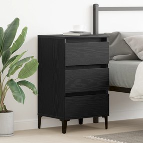 vidaXL κομοδίνο  με μεταλλικό πόδι Μαύρο Ξύλο 40x35x69 εκ