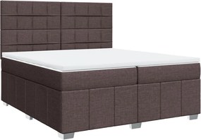 vidaXL Κρεβάτι Boxspring με Στρώμα Σκούρο Καφέ 200x200 εκ. Υφασμάτινο