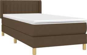vidaXL Κρεβάτι Boxspring με Στρώμα Σκούρο Καφέ 90x200 εκ. Υφασμάτινο