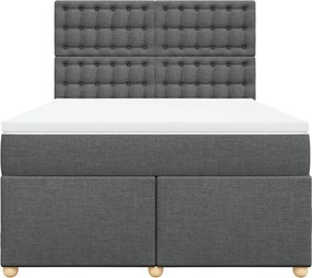 vidaXL Κρεβάτι Boxspring με Στρώμα Σκούρο Γκρι 140x190 εκ. Υφασμάτινο