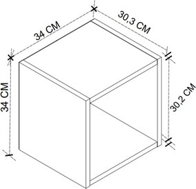 Κομοδίνο επιτοίχιο Beny Megapap χρώμα λευκό 34x30,3x34εκ.