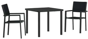 vidaXL Σέτ φαγητού για κήπο 3 pcs Μαύρο Χάλυβας με επίστρωση πούδρας