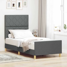 vidaXL Κρεβάτι Σκελετός Σκούρο Γκρι 90x190 εκ. Ύφασμα