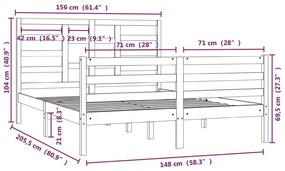 Πλαίσιο Κρεβατιού 150 x 200 εκ. Μασίφ Ξύλο King Size - Καφέ