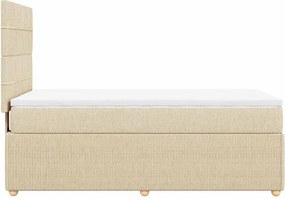 vidaXL Κρεβάτι Boxspring με Στρώμα Κρεμ 90x190 εκ.Υφασμάτινο