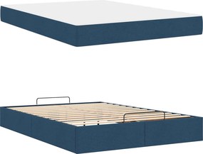 vidaXL Σκελετός κρεβατιού με στρώμα 2 pcs Μπλε ύφασμα