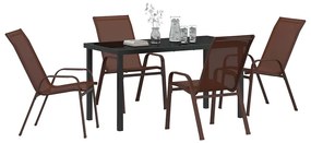 vidaXL Σέτ φαγητού για κήπο 5 pcs Καφέ Textilene και ατσάλι