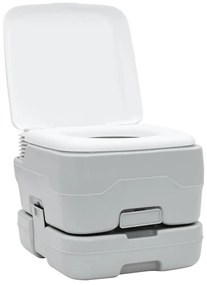 vidaXL Σετ Τουαλέτας Κάμπινγκ 2 pcs Γκρι και Λευκό