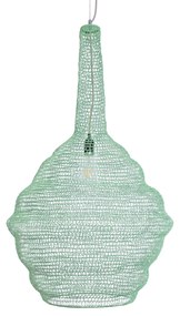GloboStar® KENTUCKY 01885 Vintage Κρεμαστό Φωτιστικό Οροφής Μονόφωτο 1 x E27 AC220-240V IP20 - Φ60 x Υ90cm - Τιρκουάζ Μεταλλικό Πλέγμα - 5 Χρόνια Εγγύηση