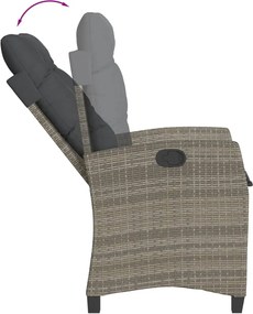 vidaXL Σετ Τραπεζαρίας Κήπου 3 τεμ. Γκρι Συνθ. Ρατάν με Μαξιλάρια