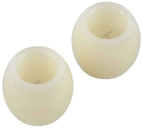 Διακοσμητικό Κερί Led (Σετ 2Τμχ) 79549 Φ6x5cm Με Μπαταρία 2700K Beige GloboStar Plastic