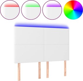 vidaXL Κεφαλάρι Κρεβατιού LED Λευκό 144x5x118/128 εκ