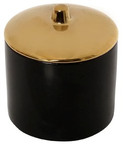 Διακοσμητικό Δοχείο Με Καπάκι Κεραμικό Μαύρο-Χρυσό ESPIEL 10x10x10,5εκ. ROD206K4
