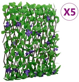 vidaXL Καφασωτό Επεκτεινόμενο 5 Τεμ. Πράσινο 180x70εκ. Τεχνητός Κισσός
