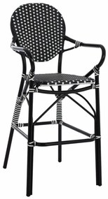Σκαμπό Bar Bamboo Look HM5794.02 56x60x126cm Black - White Aluminium, Wicker