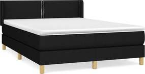 vidaXL Κρεβάτι Boxspring με Στρώμα Μαύρο 140x190 εκ. Υφασμάτινο