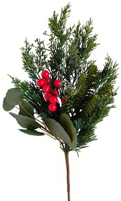 XMAS RED BERRY 42 ΚΛΑΔΙ ΠΡΑΣΙΝΟ ΚΟΚΚΙΝΟ H42cm