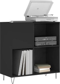 vidaXL Δισκοθήκη Μαύρη 84,5 x 38 x 89 εκ. από Επεξεργασμένο Ξύλο