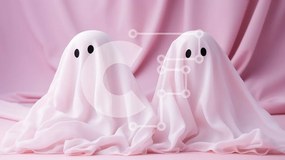 Intra Συλλεκτικό Ξύλινο Παζλ Plywood  4mm - Δύο φαντάσματα σε ροζ φόντο Σε Ξύλινο Κουτί - Διαστάσεις Puzzle: 10x10 cm – 25 κομμάτια