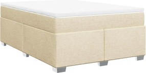 vidaXL Κρεβάτι Boxspring με Στρώμα Κρεμ 140x190 εκ. Υφασμάτινο