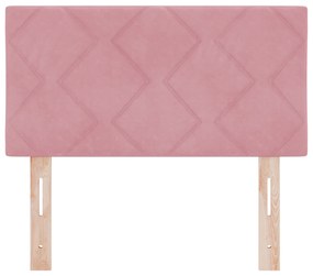 vidaXL LED Κεφαλάρι Σχεδιασμός Διαμαντένιων Μπλοκ Ροζ 80 εκ. Βελούδινο