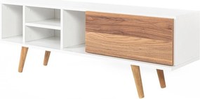 Έπιπλο Τηλεόρασης Λευκό / Καρυδί CUZILE 130x35x18
