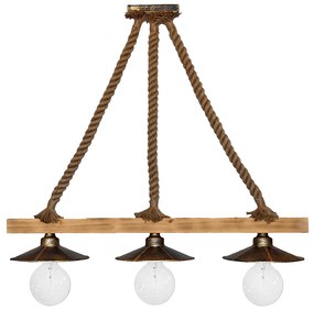 Φωτιστικό Οροφής Τρίφωτο Heronia Petra 31-0880 Rope/Bronze