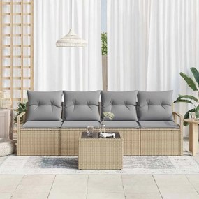 vidaXL Σετ Καναπέ 5 pcs Μπεζ και Γκρι συνθετικό ρατάν