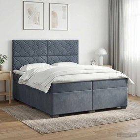 vidaXL Κρεβάτι box spring με στρώμα Σκούρο Γκρι 200 x 200 cm Βελούδο