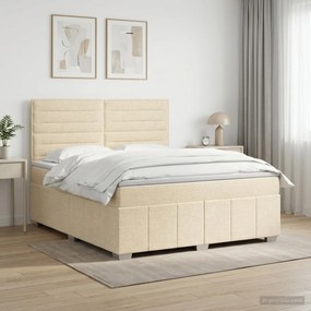 vidaXL Κρεβάτι box spring με στρώμα Κρεμ 140 x 200 cm Ύφασμα