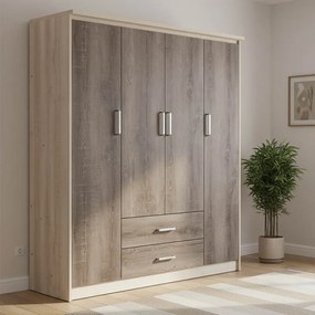 Ντουλάπα ρούχων τετράφυλλη OLYMPUS pakoworld χρώμα castillo-toro 159x57x183εκ
