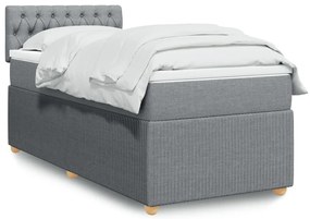 vidaXL Κρεβάτι Boxspring με Στρώμα Ανοιχτό Γκρι 80x200 εκ. Υφασμάτινο