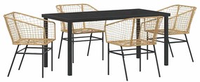 vidaXL Σέτ φαγητού για κήπο 5 pcs Καφέ συνθετικό ρατάν