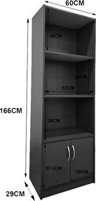 Βιβλιοθήκη Tekaro pakoworld σε ανθρακί απόχρωση 60x29x166εκ